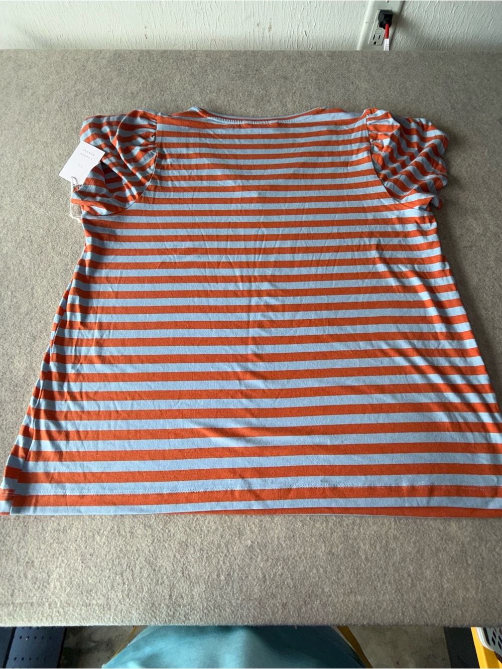 LC Lauren Conrad Orange and White Striped Short Sleeve Tee - Picture 6 of 6